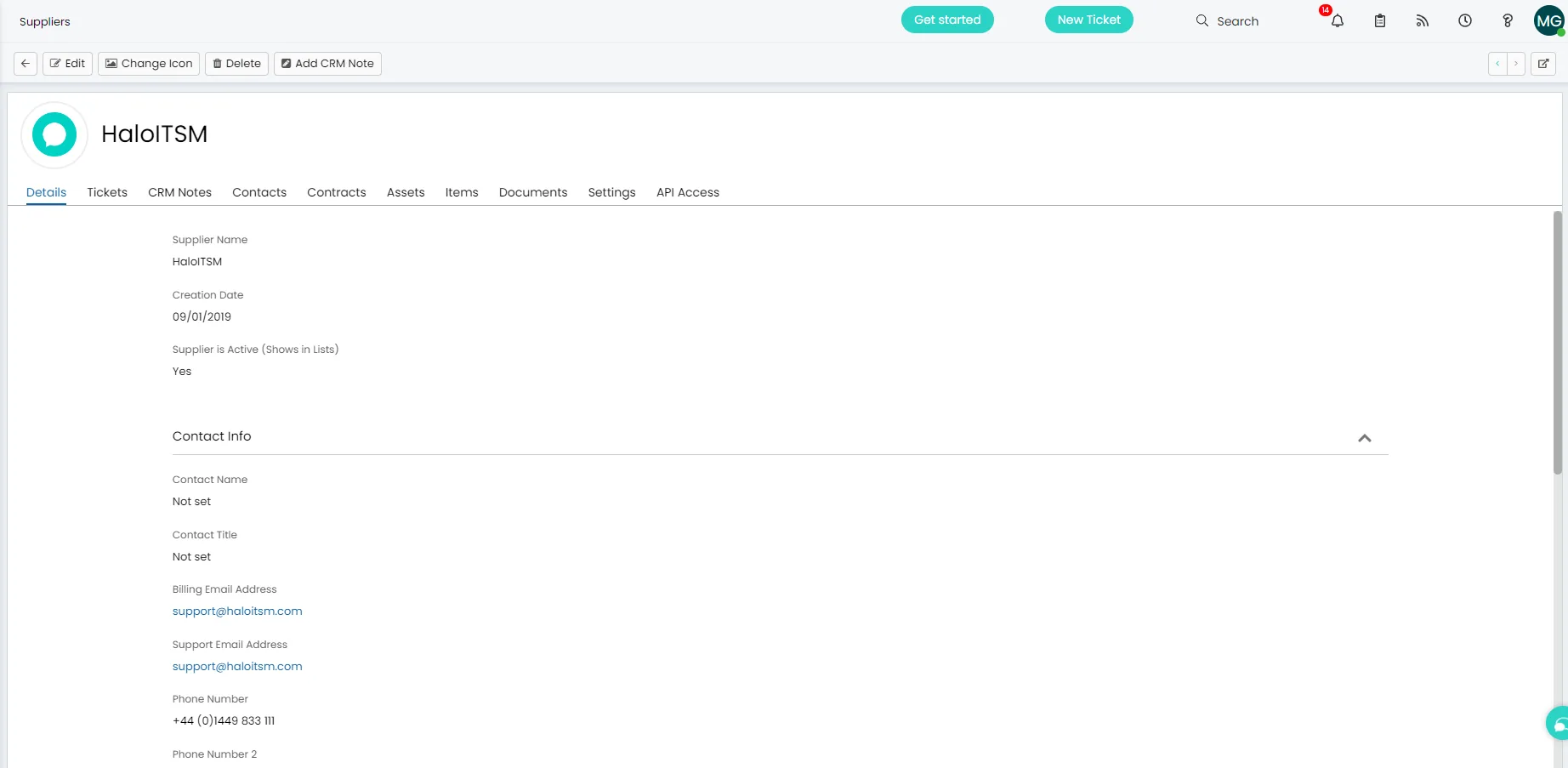 Supplier management in Halo ITSM